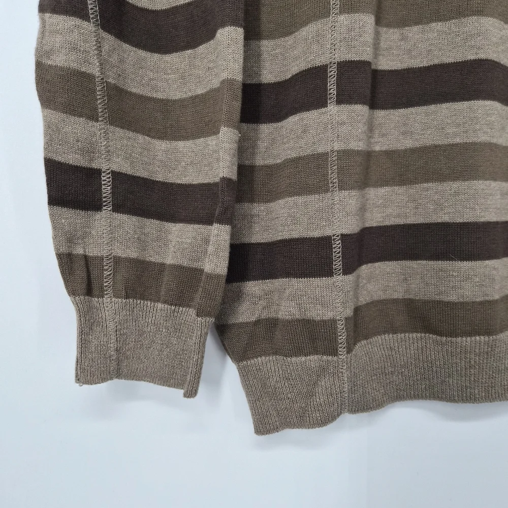 Vintage Brown Striped XL Cotton Crewneck Sweater Earth Tone Y2K Grunge - Picture 5 of 8